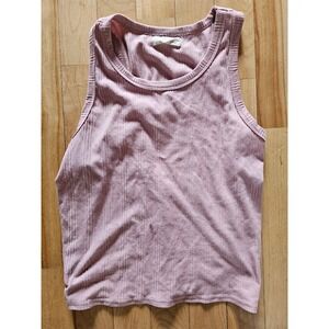Pinc Girls Ribbed Tank Top Mauve Pink Sleeveless Crew Neck Crop Top Size 16